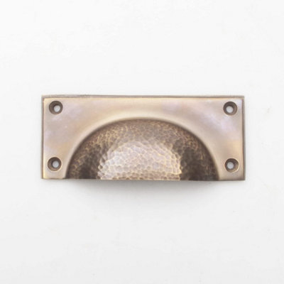 Castelion Antique Brass Hammered Rectangular Drawer Pull from B&Q
