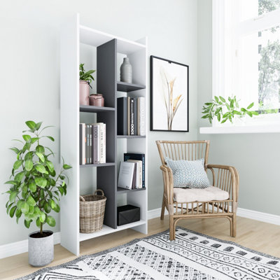 Decorotika Eden 7-Tier Bookcase White Anthracite from B&Q