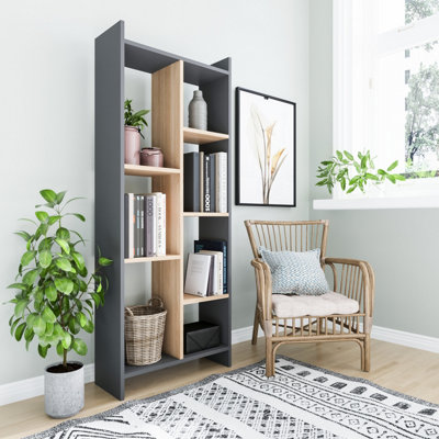 Decorotika Eden 7-Tier Bookcase Anthracite Oak from B&Q