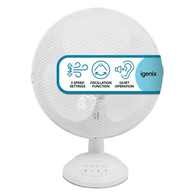 Igenix Df 1210 12 Portable Desk Fan3 Speed SettingsQuiet Oscillating AirflowCompact Desktop Or Bedside CoolingIdeal from B&Q