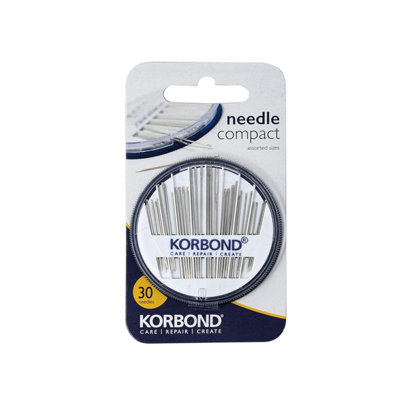 Korbond 30 Piece Needle Compact ByAssortment For A Multitude Of Hand SewingBetweens Tapestry & Darning NeedlesWhite Blue from B&Q