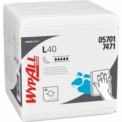 Kimberly-Clark Wypall L40 Wipers1/4 Fold White 18 Clips X 56 Sheets from B&Q