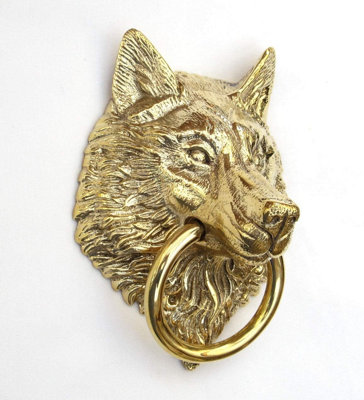Castelion Solid Brass Wolf Door Knocker from B&Q