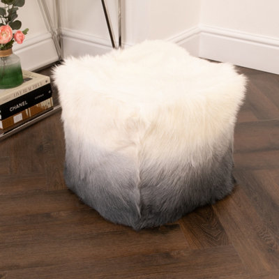 Native Natural Genuine Goatskin Ombre PoufCover Only from B&Q