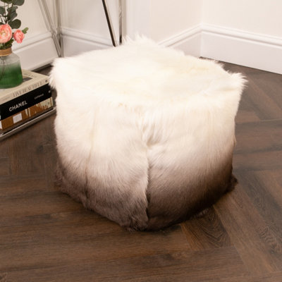 Native Natural Genuine Goatskin Ombre PoufCover Only from B&Q