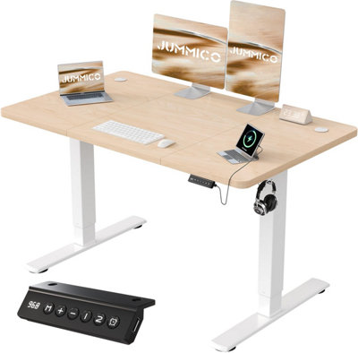 Jummico 120 X 60 Cm Electric Standing Desk With Usb Charging Height Adjustable Sedentary Reminder Stand Up Splice Board For Home from B&Q