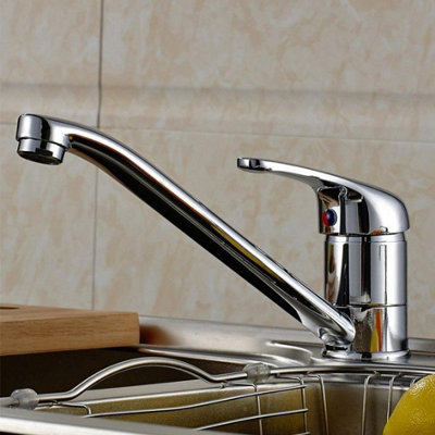 Buyaparcel Motorhome Caravan Mixer Tap Single Lever Long Spout Modern Chrome + Flexi Hoses from B&Q