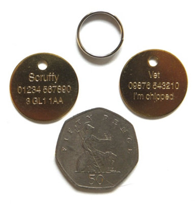 LarryRoo Carlton Trading Quality Pet Dog Cat Id Tags : Brass 25mm : Free Engraving from B&Q