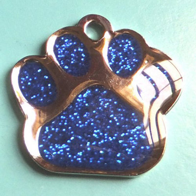 LarryRoo Carlton Trading 27mm Pet Dog Id Tag Blue Glitter Paw ShapeFree Engraving + P&p from B&Q