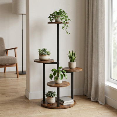 B&Q -  4-Tier Indoor Plant Stand Compact Corner Shelf