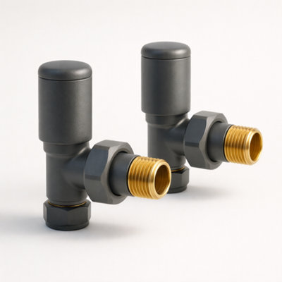 Kartell K-Rad Straight Modern Radiator Valve 15mmAnthracite GreyPairFor Radiators & Towel Rails from B&Q