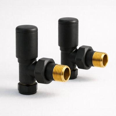 Kartell K-Rad Straight Modern Radiator Valve 15mmMatte BlackPairFor Radiators & Towel Rails from B&Q