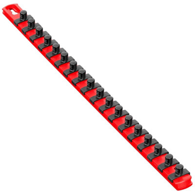 Ernst 8415 13" Socket Rail Organiser With 3/8" Twist Lock Clips Red from B&Q