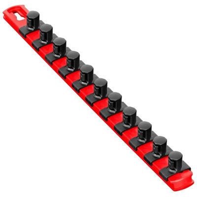 Ernst 8416 13" Socket Rail Organizer With 1/2" Twist-Lock Clips Red from B&Q