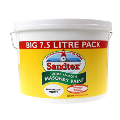 Sandtex Smooth Masonry PaintPure Brilliant White7.5 Litres from B&Q