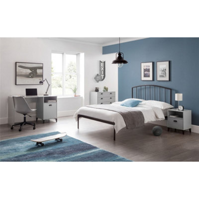 Ashfield Satin Grey Curved Metal Low End Bed FrameDouble 4Ft 6" (135Cm) from B&Q