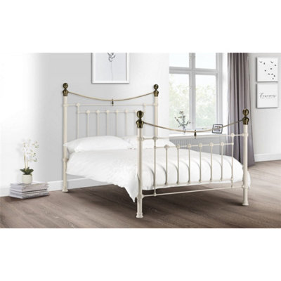 Ashfield Victorian Style Stone White & Gold High End Bed FrameKing Size 5Ft (150Cm) from B&Q