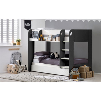 Ashfield Premium Charcoal And Bunk Bed Including Pull Out Trundle White