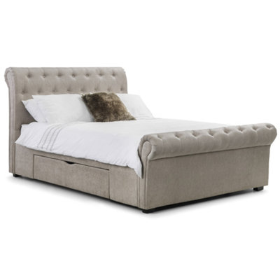 Ashfield Premium Mink Chenille Sleigh Style Storage Bed FrameDouble 4'6" (135Cm) + 2 Underbed Storage Drawers from B&Q