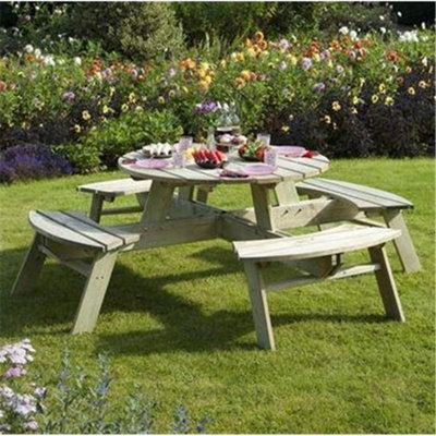Cheshire 6Ft 5" Deluxe Round Picnic Garden Table from B&Q