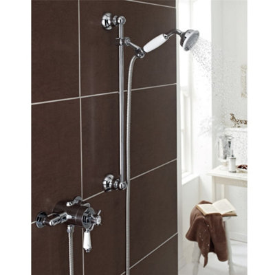 Clifton Chrome Thermostatic Exposed Mixer Shower With Adjustable Wall Mounted Slide Rail Kit (Aqua)1 Shower from B&Q