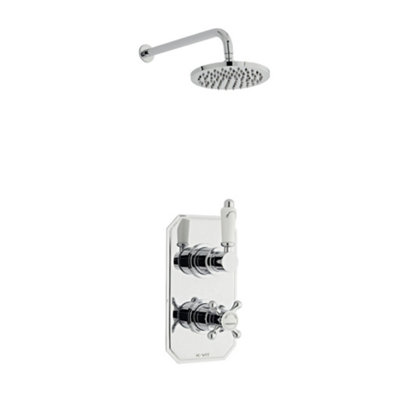 Clifton Chrome Thermostatic Concealed Mixer Shower With Fixed Overhead Drencher (Ocean)1 Shower Head from B&Q