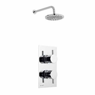 Clifton Chrome Thermostatic Concealed Mixer Shower With Fixed Overhead Drencher (Lake)1 Shower Head from B&Q