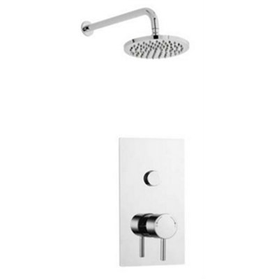 Clifton Chrome Single Round Push Button Concealed Thermostatic Mixer Shower With Fixed Overhead Drencher (Lake)1 Shower Head from B&Q