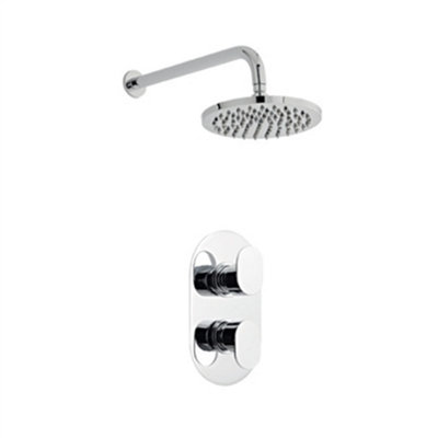 Clifton Chrome Thermostatic Concealed Mixer Shower With Fixed Overhead Drencher (Stream)1 Shower Head from B&Q