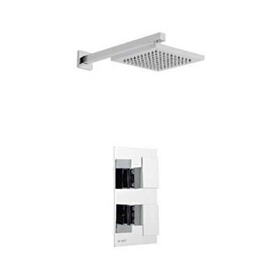 Clifton Chrome Thermostatic Concealed Mixer Shower With Fixed Overhead Drencher (Pier)1 Shower Head from B&Q