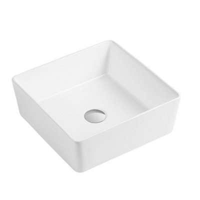 Clifton Premium Square Countertop Basin 390mmWhite from B&Q