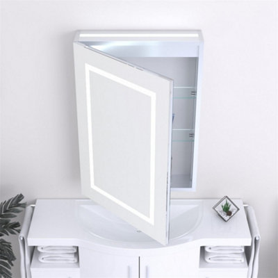 Clifton Bathroom Cabinet Wall MirrorRectangular 700 X 500mmLed Light Wall Mirror Cabinet (Square)Demister Pad from B&Q