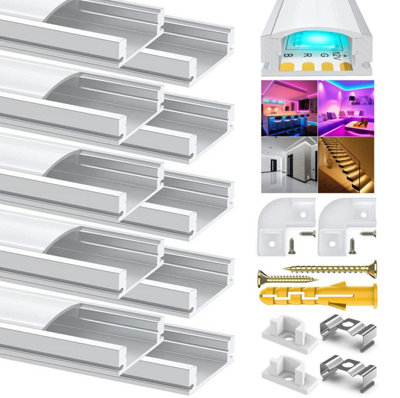 Chesbung U Shape Led Aluminum Channel10 Pack 1 Meter / 3.3 Ft Profile With Milky White CoverChannels And Diffusers End Caps from B&Q