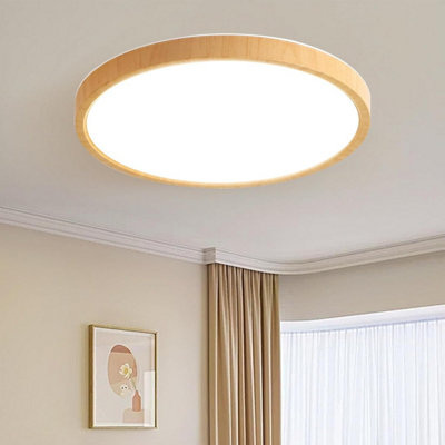 Schindora Wood Grain Led Ceiling Lights Flush Mount,-Thin Modern Light,24 W 3000 K / 4000 K / 6000 K Selectable,round Lighting from B&Q