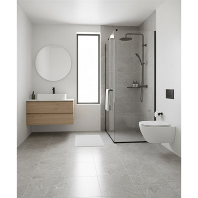 Marlborough Opalus Marble Grey Matt Porcelain Tile (60 Pack20 Box21.4M2 )ShowerFloor & Wall Tile -Based On Turkish Silver Marble from B&Q