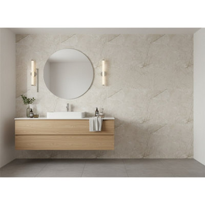 Marlborough Opalus Marble Ivory Matt Porcelain Tile (15 Pack5 Box5.35M2 )SinkFloor & Wall Tile -Based On Turkish Silver Marble from B&Q