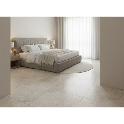 Marlborough Opalus Marble Ivory Matt Porcelain Tile (30 Pack10 Box10.7M2 )BedroomFloor & Wall Tile -Based On Turkish Silver Marble from B&Q