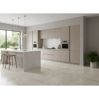 Marlborough Opalus Marble Ivory Matt Porcelain Tile (9 Pack3 Box3.21M2 )KitchenFloor & Wall Tile -Based On Turkish Silver Marble from B&Q