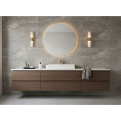 Marlborough Opalus Marble Grey Matt Porcelain Tile (30 Pack10 Box21.5M2 )SinkFloor & Wall Tile -Based On Turkish Silver Marble from B&Q