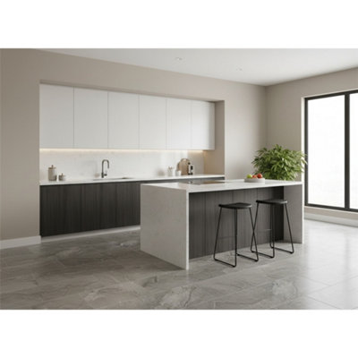 Marlborough Opalus Marble Grey Matt Porcelain Tile (45 Pack15 Box32.25M2 )KitchenFloor & Wall Tile -Based On Turkish Silver Marble from B&Q