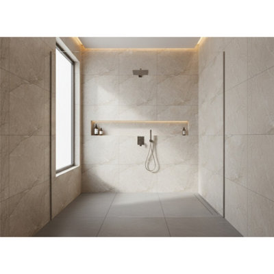 Marlborough Opalus Marble Ivory Matt Porcelain Tile (45 Pack15 Box16.05M2 )ShowerFloor & Wall Tile -Based On Turkish Silver Marble from B&Q