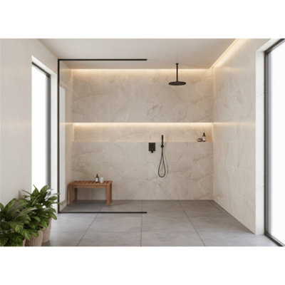 Marlborough Opalus Marble Ivory Matt Porcelain Tile (60 Pack20 Box43M2 )ShowerFloor & Wall Tile -Based On Turkish Silver Marble from B&Q