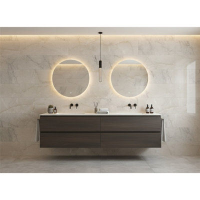 Marlborough Opalus Marble Ivory Matt Porcelain Tile (3 Pack1 Box2.15M2 )SinkFloor & Wall Tile -Based On Turkish Silver Marble from B&Q