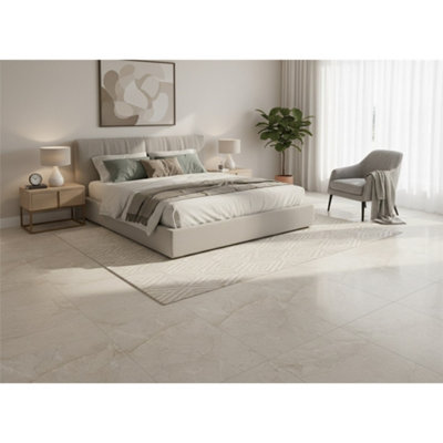 Marlborough Opalus Marble Ivory Matt Porcelain Tile (60 Pack20 Box43M2 )BedroomFloor & Wall Tile -Based On Turkish Silver Marble from B&Q