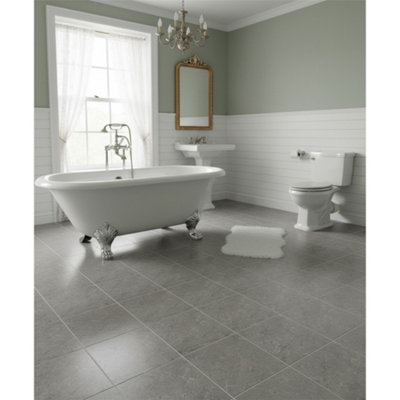 Marlborough Opalus Marble Grey Matt Porcelain Tile (60 Pack-20 Box-21.4M2 )BathroomFloor & Wall TileBased By Turkish Silver Marble from B&Q