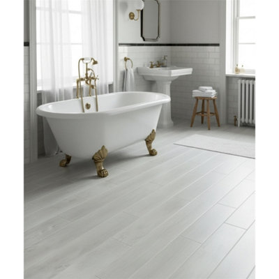 Marlborough Premium White Matt Porcelain Wood Effect Floor Tile (27 Pack3 Box3.66M2 Coverage)Bathroom- Inspired By Latin America from B&Q