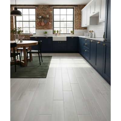 Marlborough Premium White Matt Porcelain Wood Effect Floor Tile (135 Pack15 Box18.3M2 Coverage)Kitchen- Inspired By Latin America from B&Q