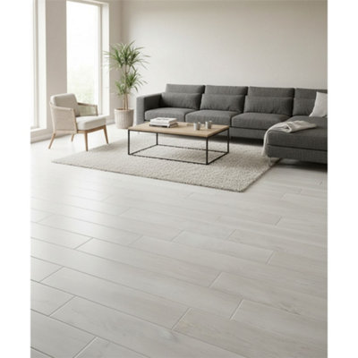 Marlborough Premium White Matt Porcelain Wood Effect Floor Tile (90 Pack10 Box12.2M2 Coverage)Lounge- Inspired By Latin America from B&Q