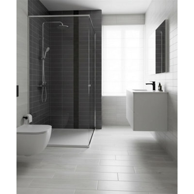 Marlborough Premium White Matt Porcelain Wood Effect Floor Tile (90 Pack10 Box12.2M2 Coverage)Shower- Inspired By Latin America from B&Q