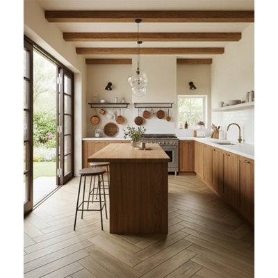 Marlborough Premium Oak Matt Porcelain Wood Effect Floor Tile (45 Pack5 Box6.1M2 Coverage)Kitchen- Inspired By Latin America from B&Q